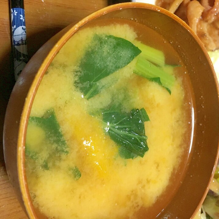 南瓜と小松菜の味噌汁